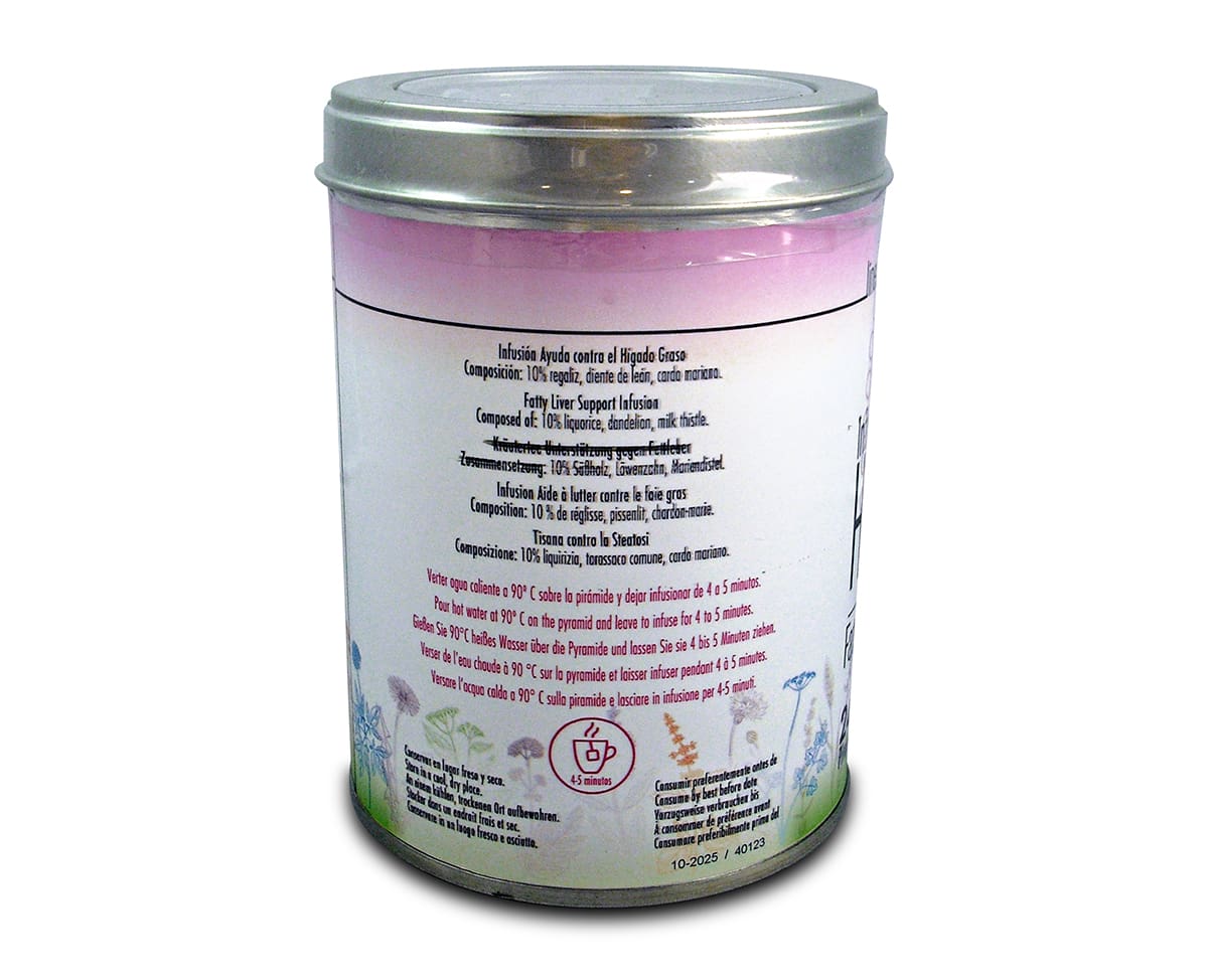 Infusión Bienestar de Ayuda contra el Hígado Graso Lata de 24 unidades 2 The Flavour Shop. Tu tienda online de té, café, rooibos e infusiones Infusión Bienestar de Ayuda contra el Hígado Graso Lata de 24 unidades - Imagen 2