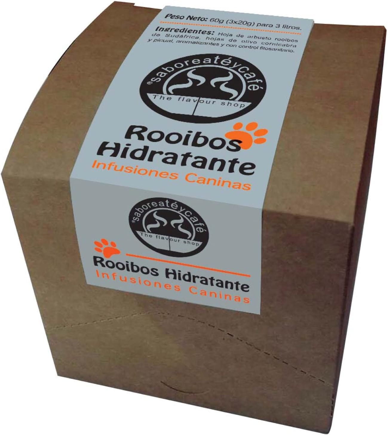 Infusión para Perros y Mascotas relajante e hidratante Lata 12 uds 3 The Flavour Shop. Tu tienda online de té, café, rooibos e infusiones SABOREATE Y CAFE THE FLAVOUR SHOP Te Rooibos Infusión Natural Hidratante Para Perros Gatos Mascotas 60 gramos caja