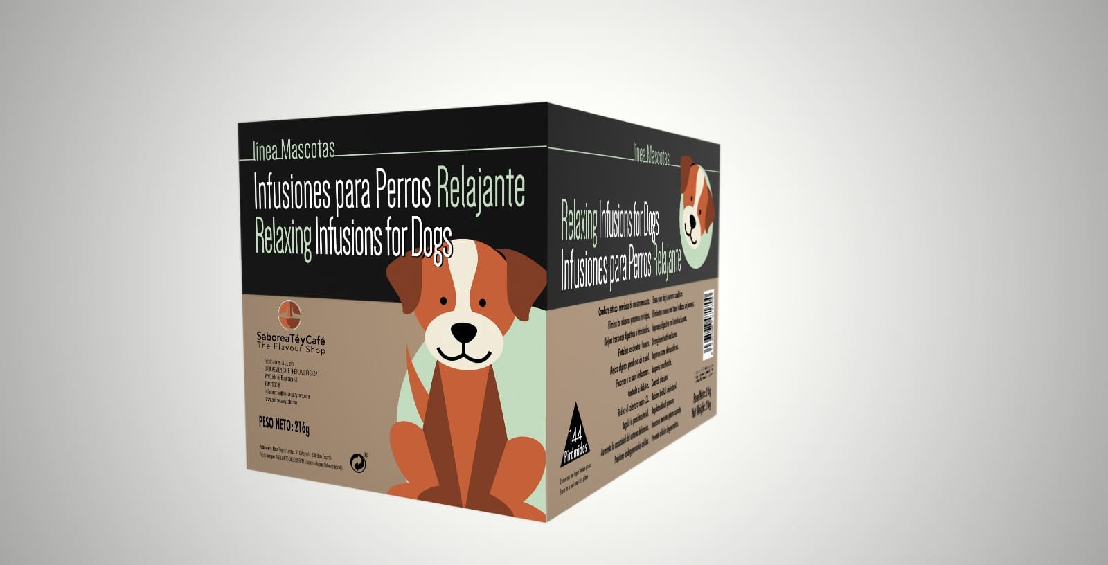 Infusión para Perros y Mascotas Relajante e Hidratante Caja Expositora 144 uds 1 The Flavour Shop. Tu tienda online de té, café, rooibos e infusiones infusiones para perros relajante 144 piramides caja cerrada